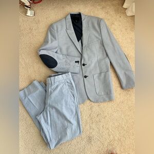 H&M/J.Crew Men’s Blue 100% Cotton Suit (Jacket 36R, Urban Slim Pants 31/30)